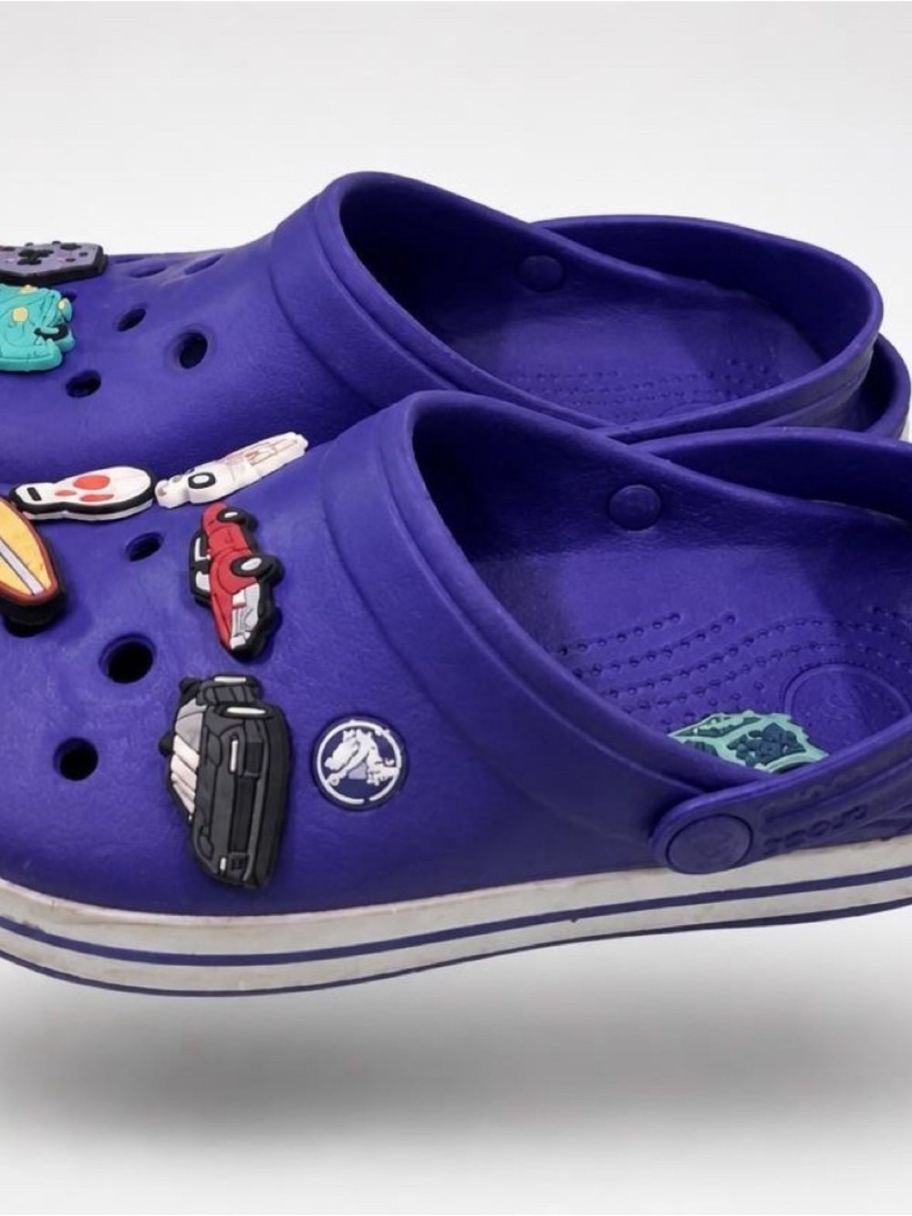 CROCS Kids Purple Clog Slip-Ons with Assorted Jibbitz Charms